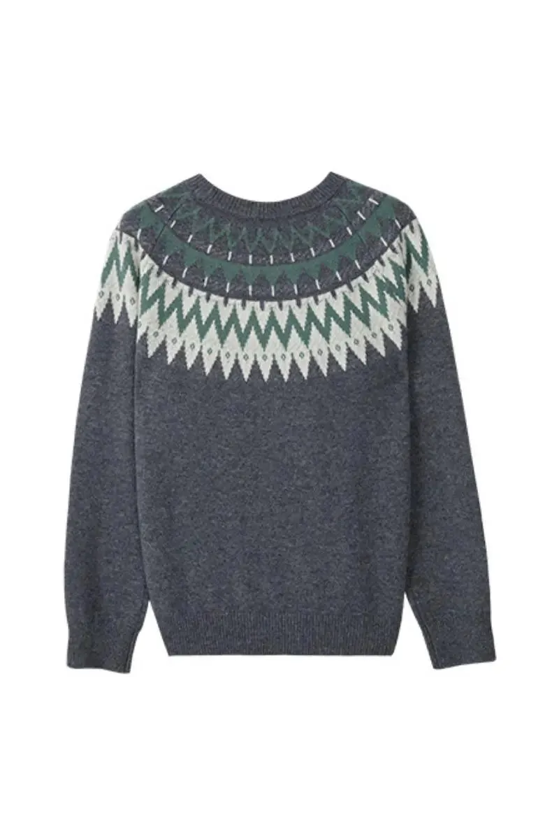 100 Wool Fair Isle Crewneck Sweater