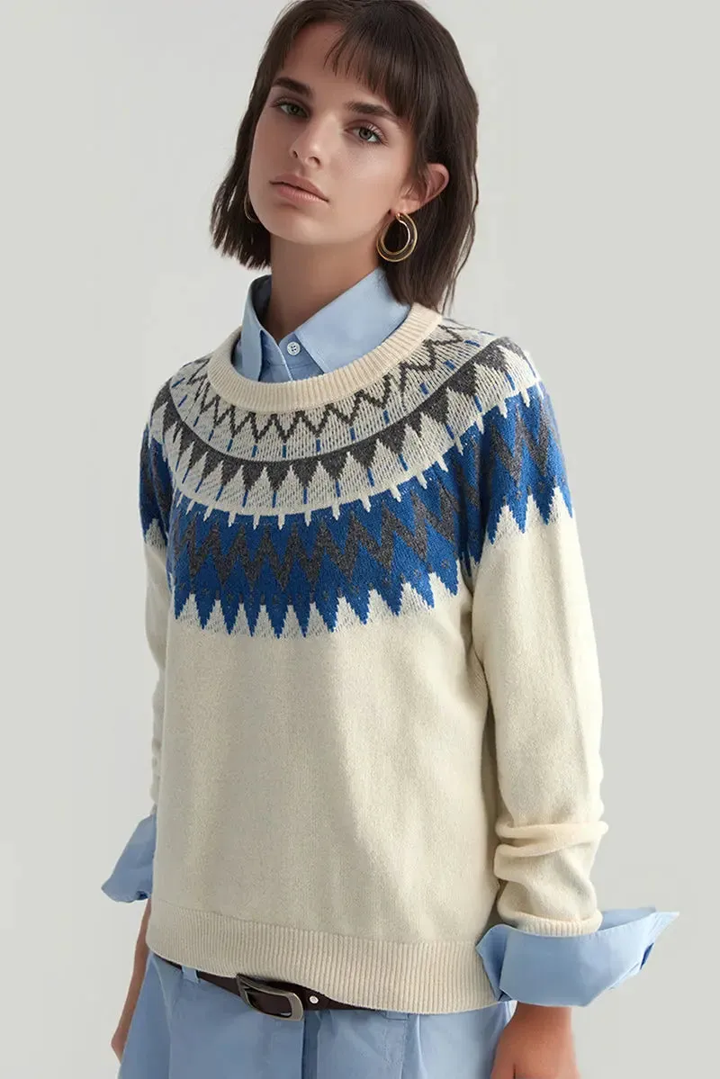 100 Wool Fair Isle Crewneck Sweater