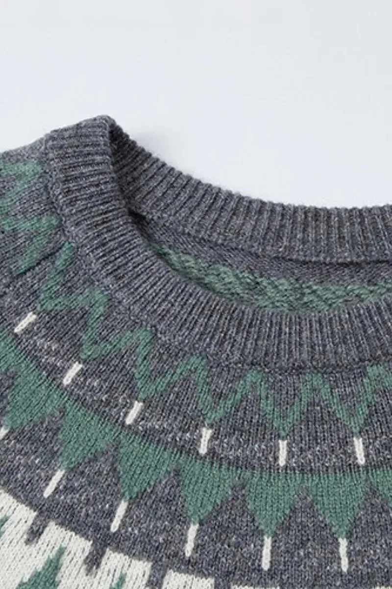 100 Wool Fair Isle Crewneck Sweater