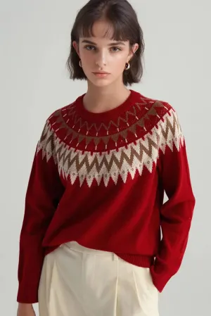 100 Wool Fair Isle Crewneck Sweater