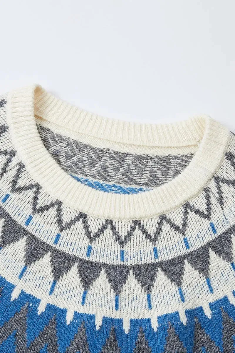 100 Wool Fair Isle Crewneck Sweater