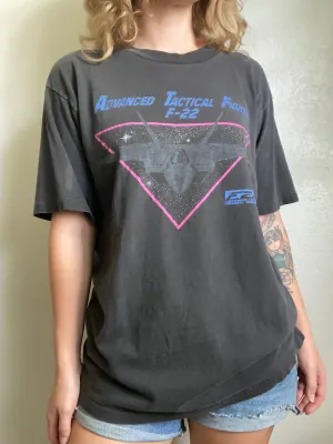 1990s Oneita Advanced Tactical Fighter F-22 Aircraft T shirt Large