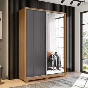 2 Door Sliding Door Wardrobe – Frizatto   Mirror Nature/Titanium
