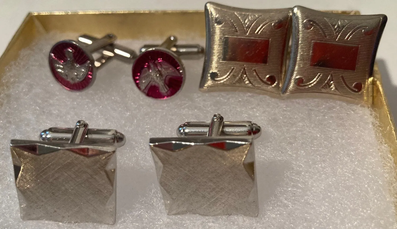 5 Nice Vintage Sets of Cuff Links, Dress, Suits, Wardrobe, Fashion, Brass, Quality, Clothing Accessories, Free Shipping in the U.S.