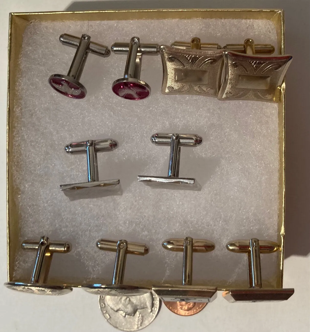 5 Nice Vintage Sets of Cuff Links, Dress, Suits, Wardrobe, Fashion, Brass, Quality, Clothing Accessories, Free Shipping in the U.S.