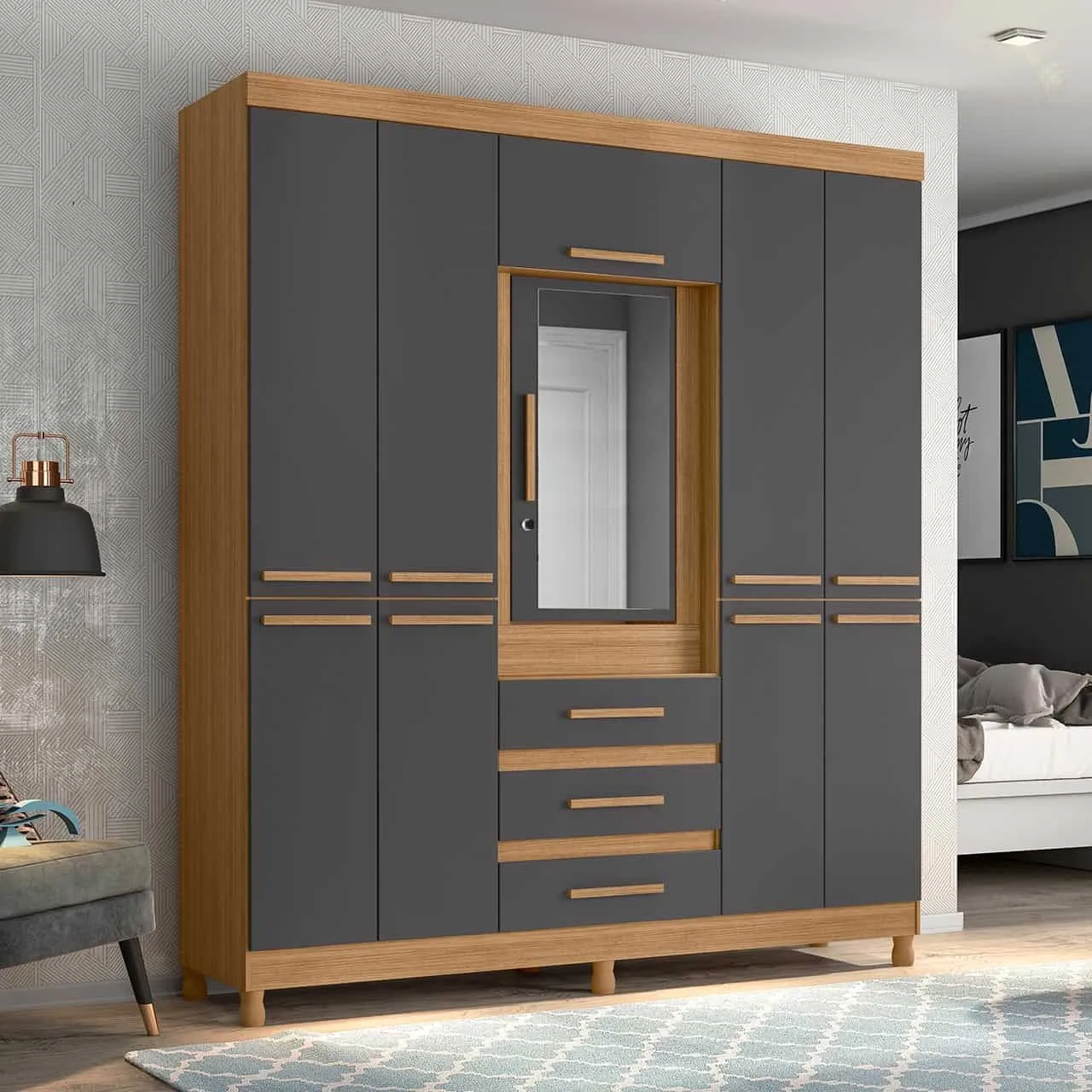 8 Door Wardrobe – Fusion Double Nature/Titanium MWBR92