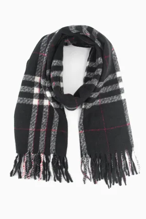 Alba Heavyweight Scarf - Black, Traditional Check