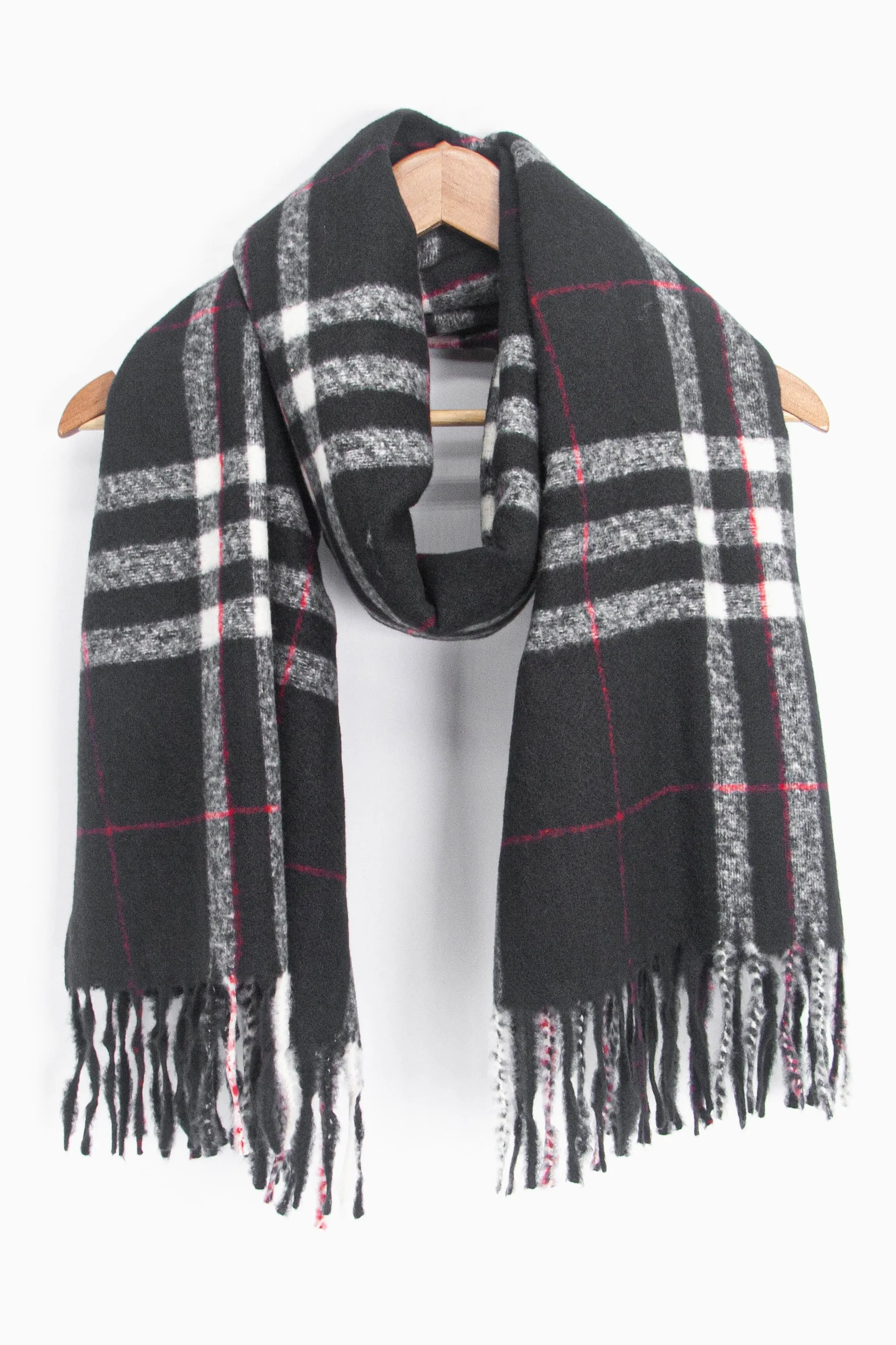 Alba Heavyweight Scarf - Black, Traditional Check