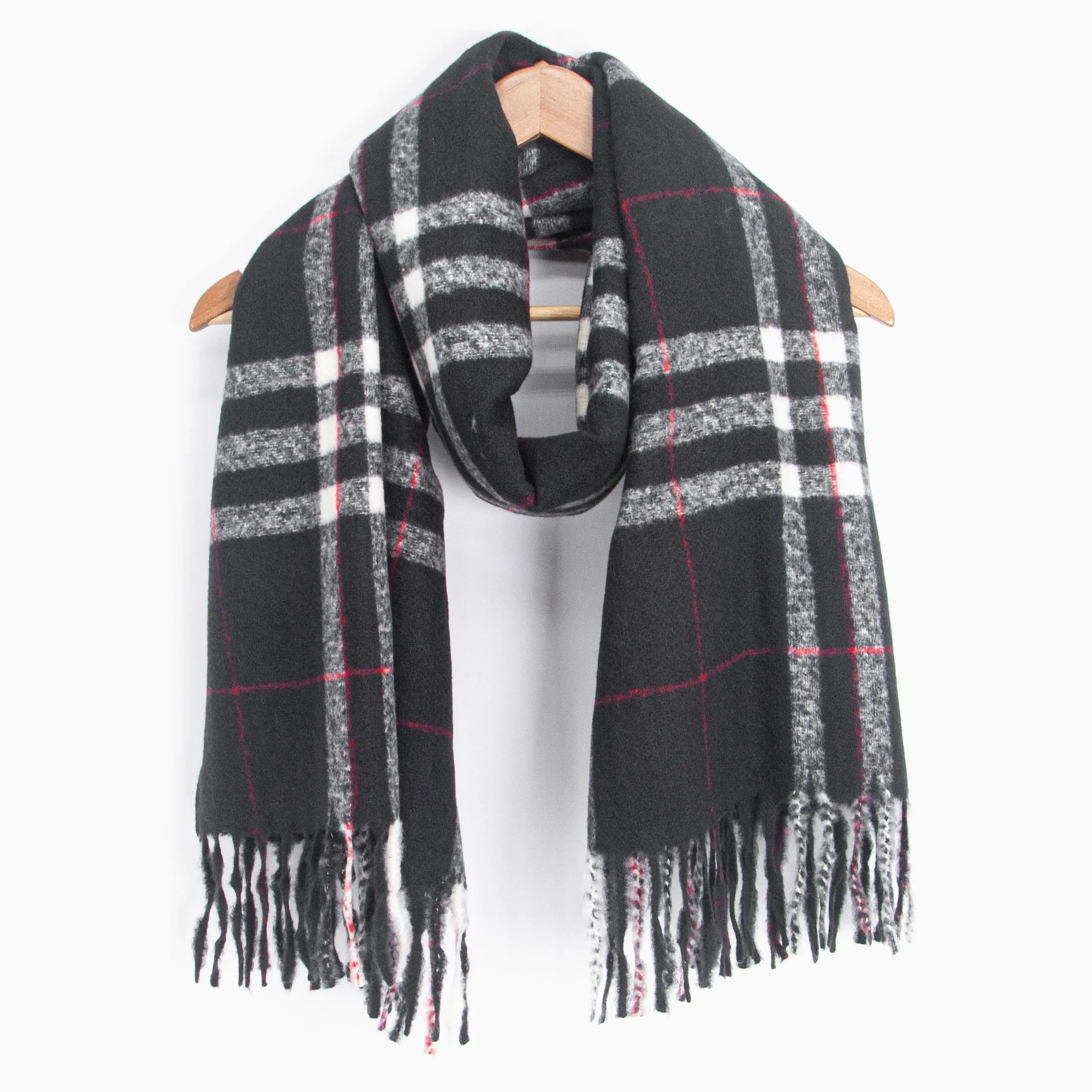 Alba Heavyweight Scarf - Black, Traditional Check