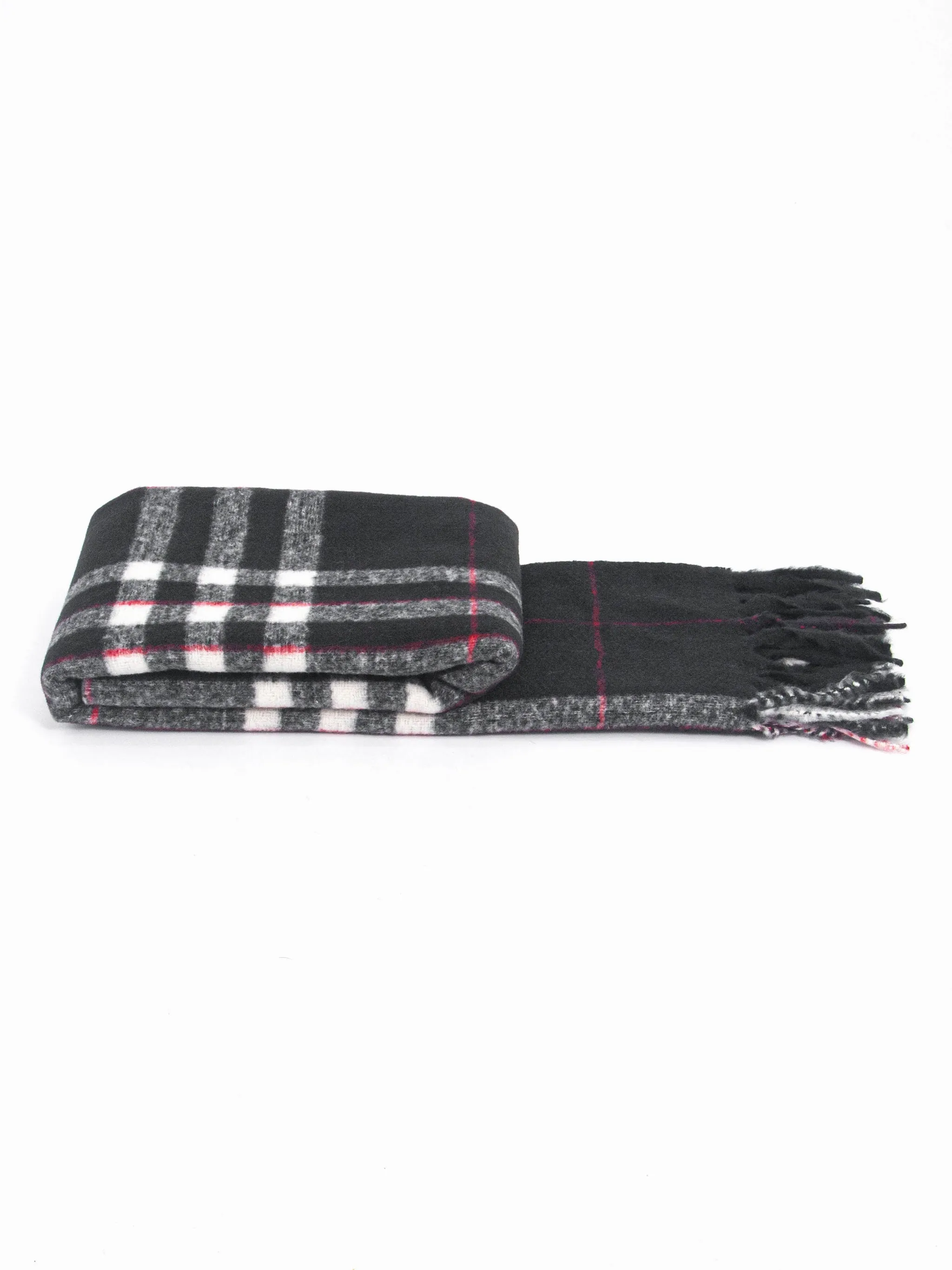 Alba Heavyweight Scarf - Black, Traditional Check