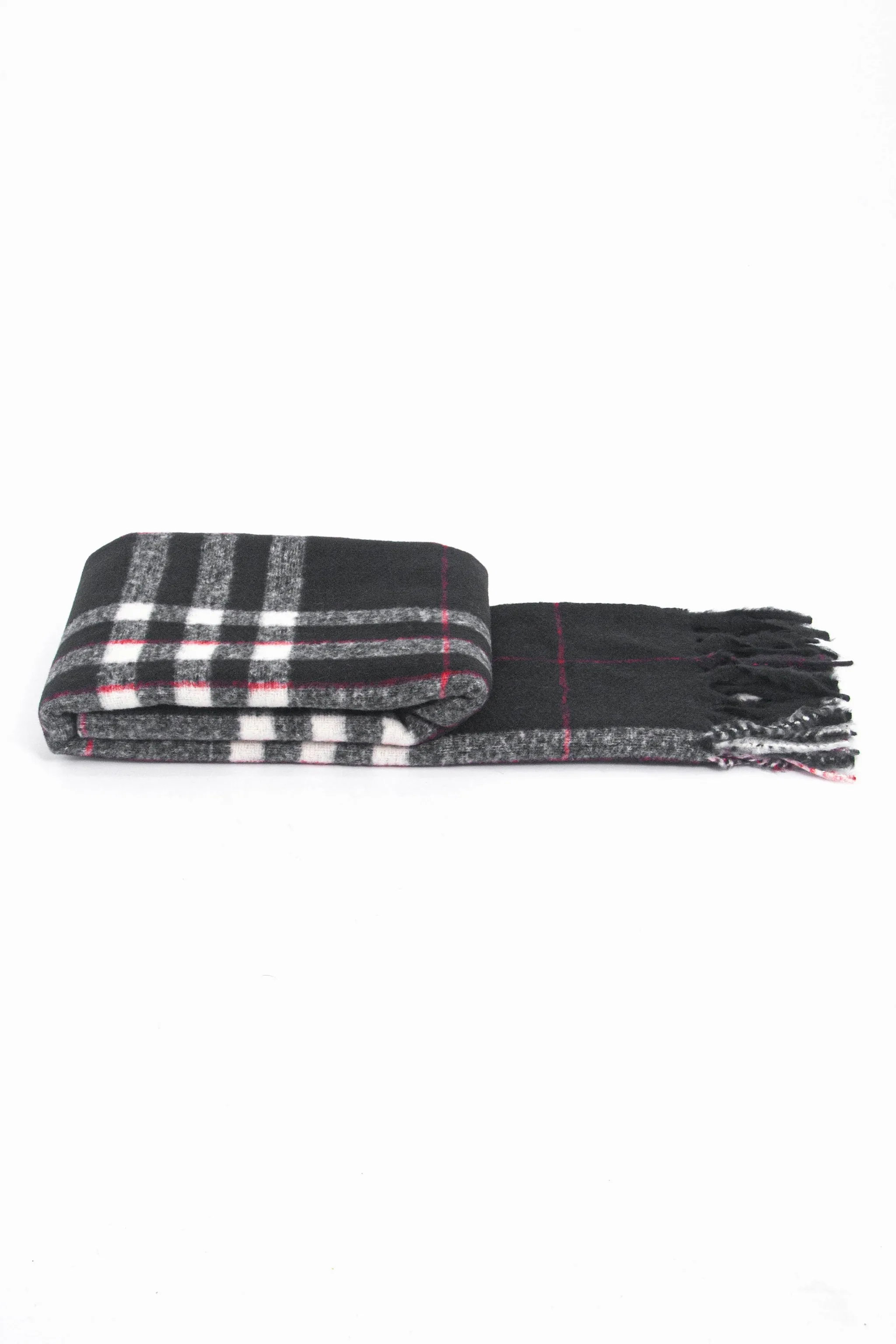 Alba Heavyweight Scarf - Black, Traditional Check