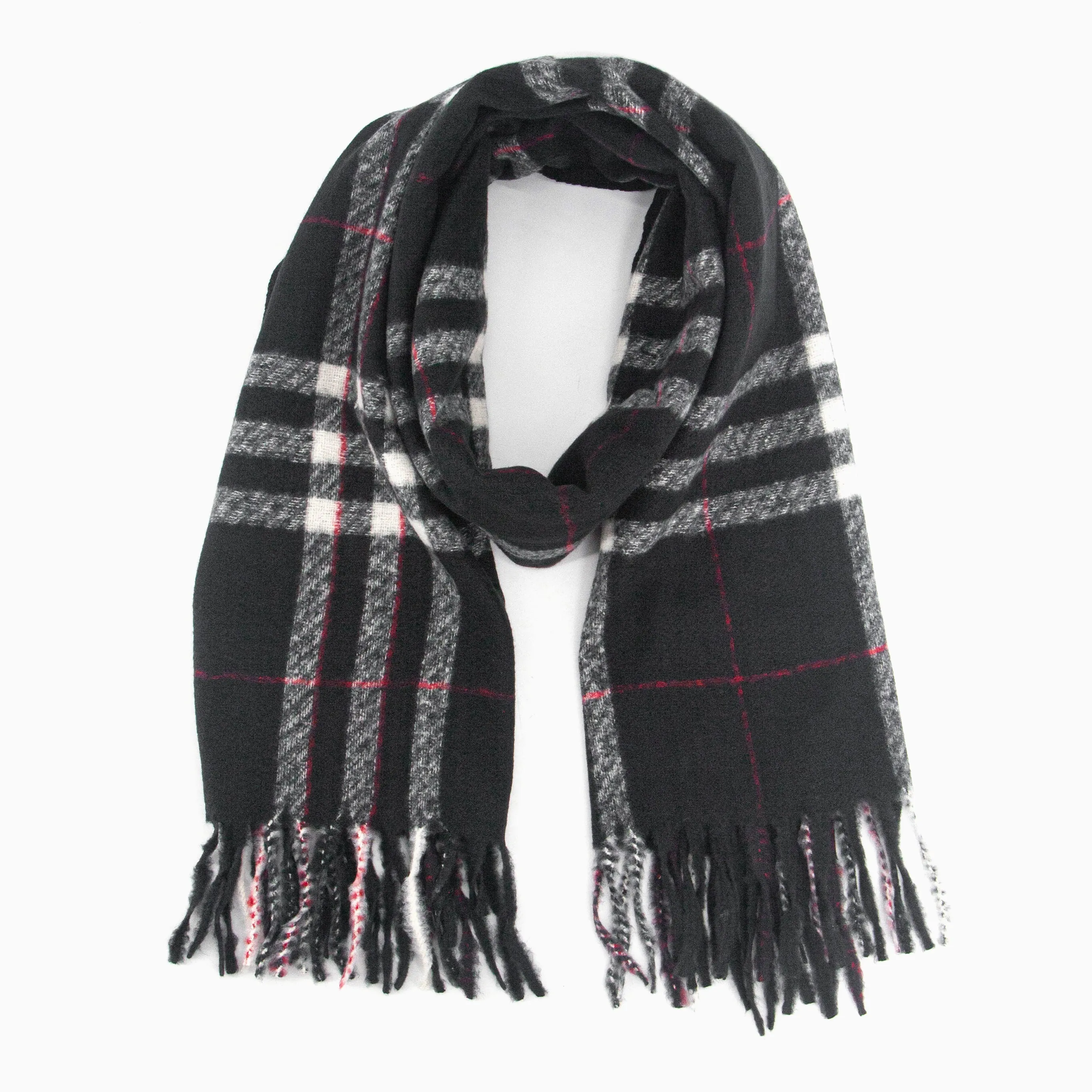 Alba Heavyweight Scarf - Black, Traditional Check