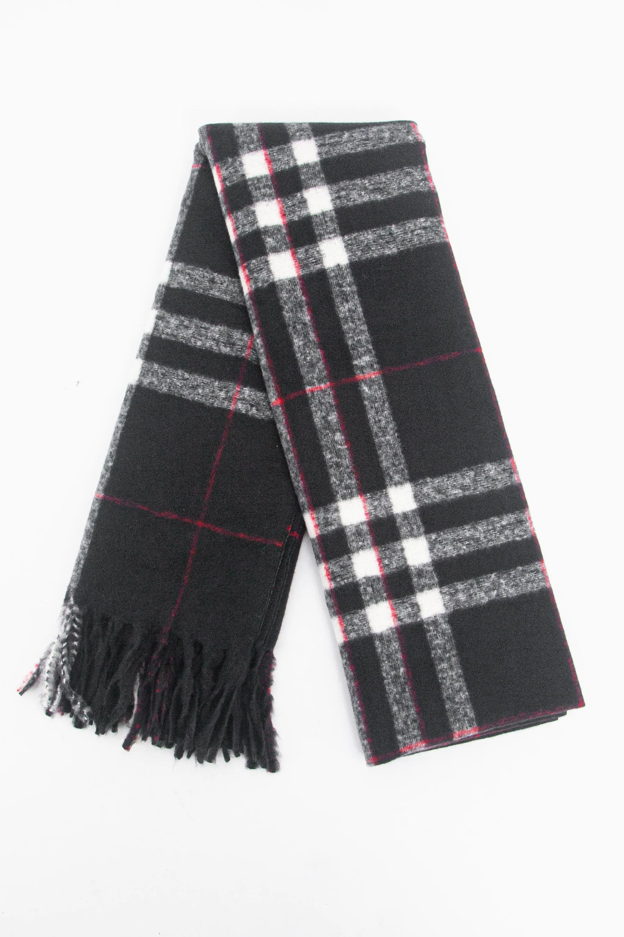 Alba Heavyweight Scarf - Black, Traditional Check
