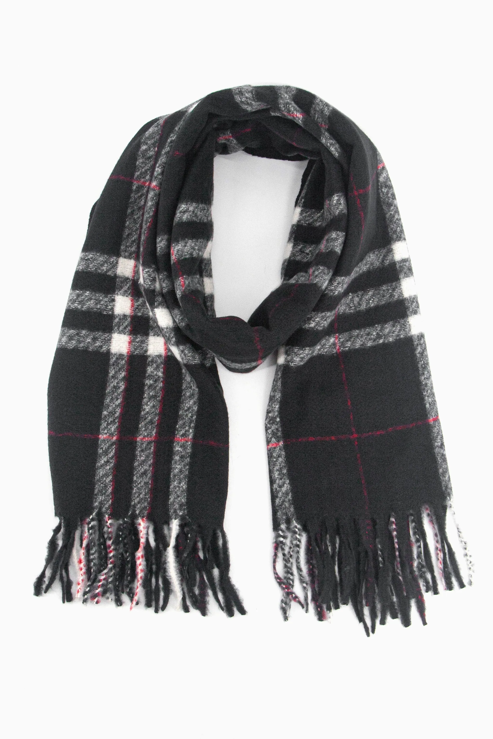 Alba Heavyweight Scarf - Black, Traditional Check