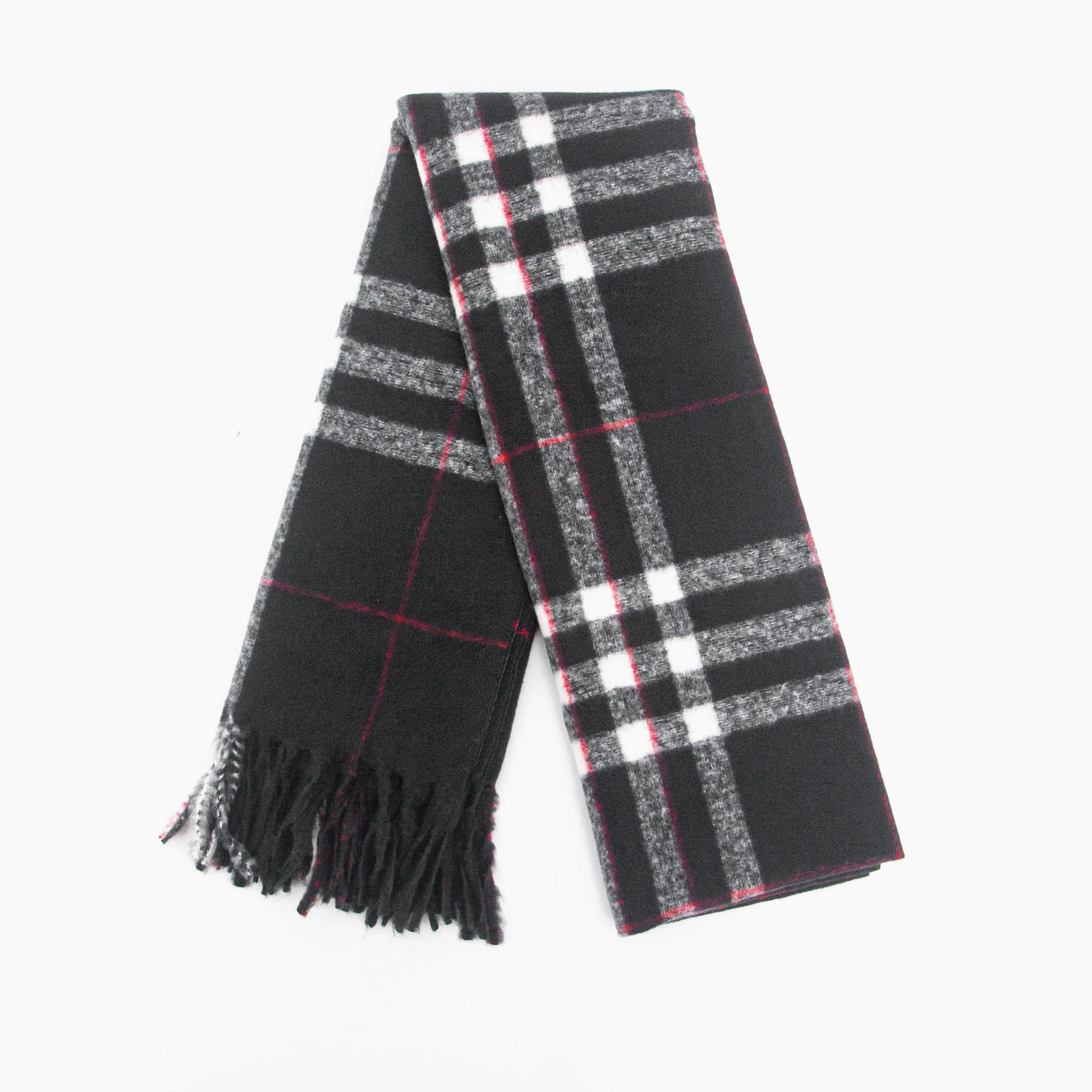 Alba Heavyweight Scarf - Black, Traditional Check