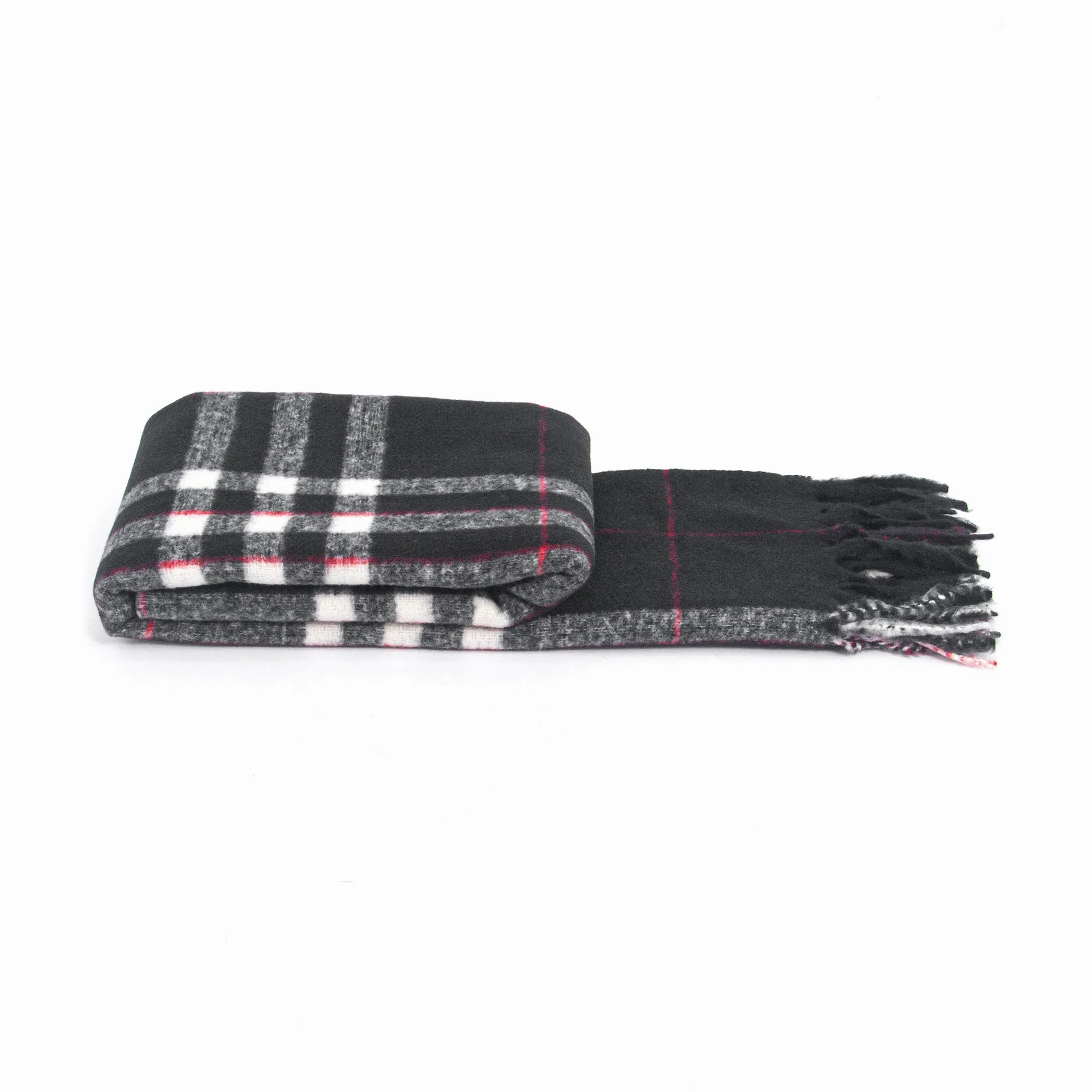 Alba Heavyweight Scarf - Black, Traditional Check
