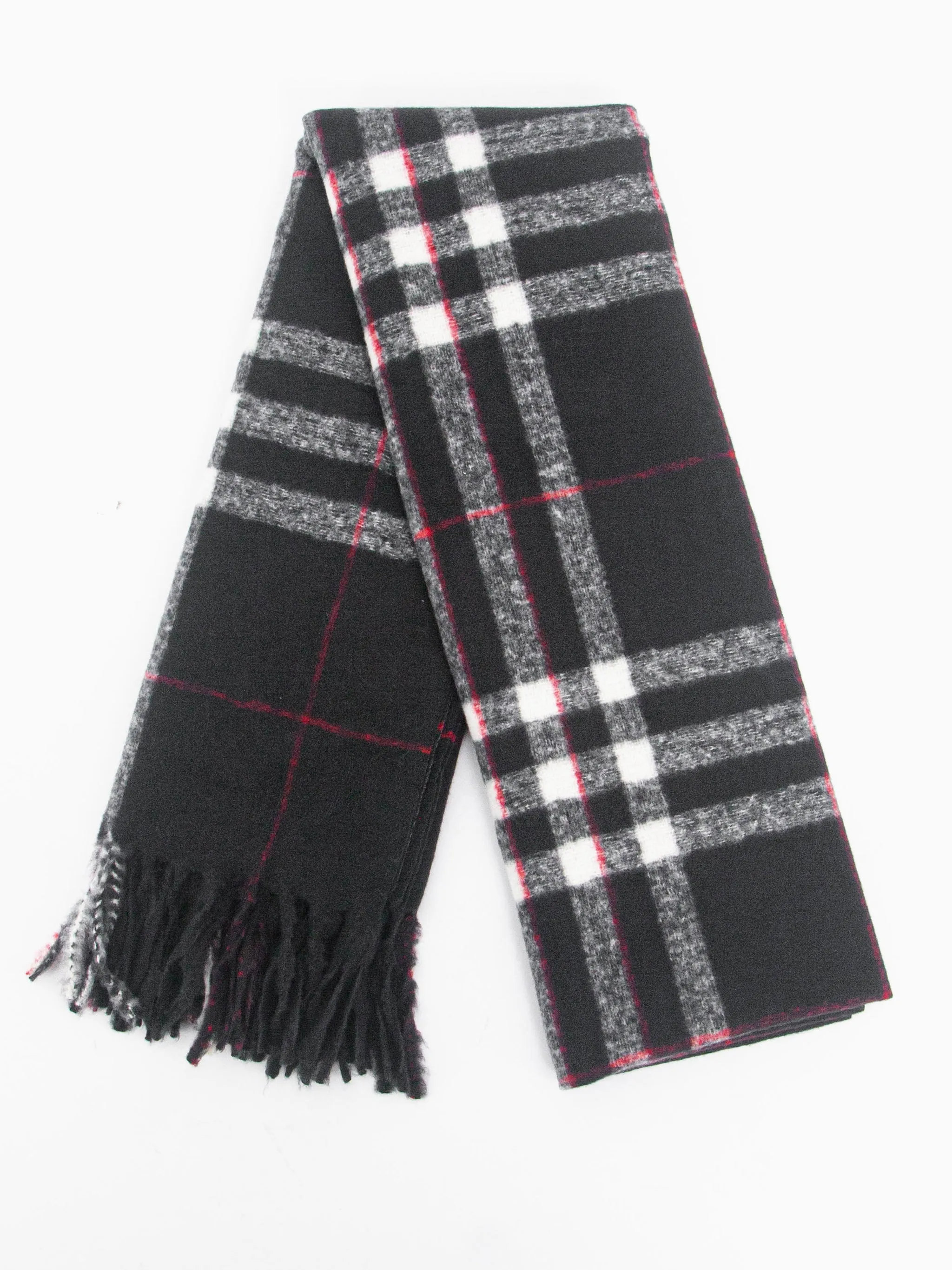 Alba Heavyweight Scarf - Black, Traditional Check