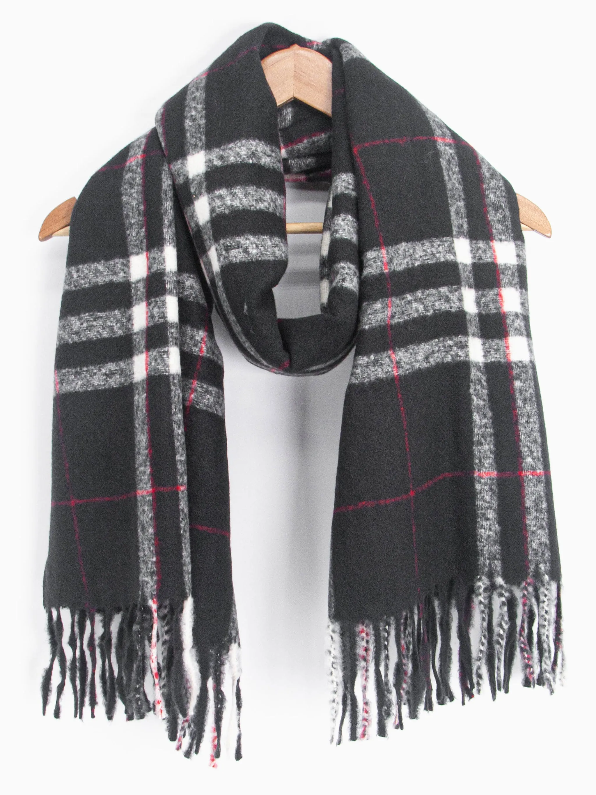 Alba Heavyweight Scarf - Black, Traditional Check