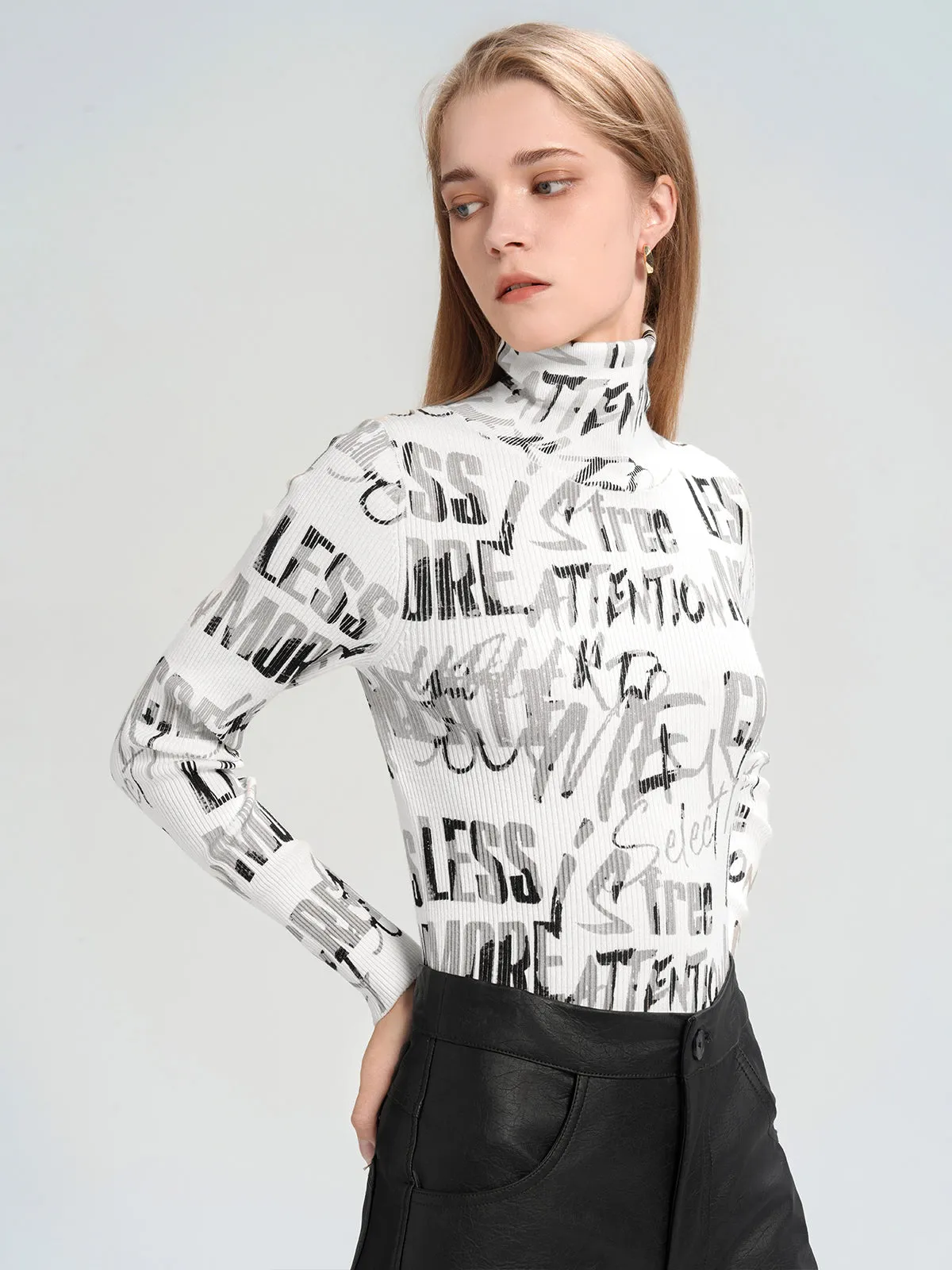 All-over Letter Slim Fit Sweater