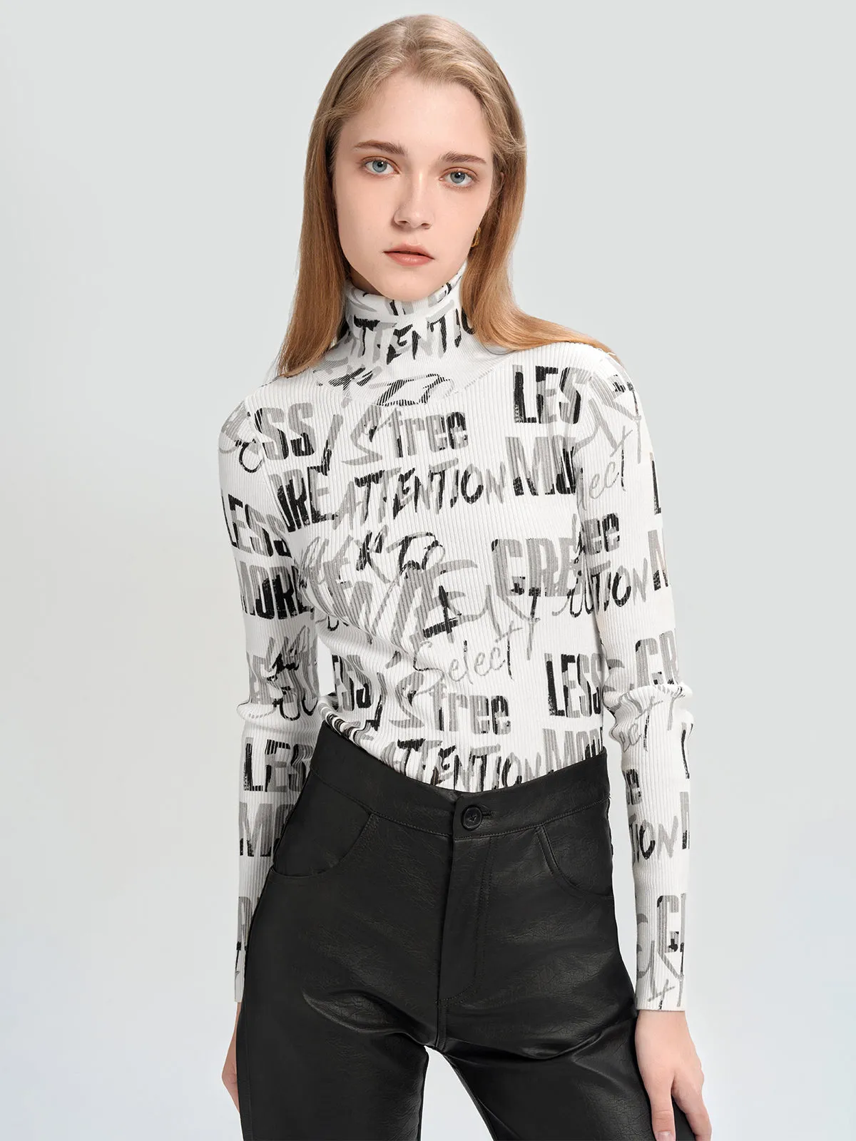 All-over Letter Slim Fit Sweater