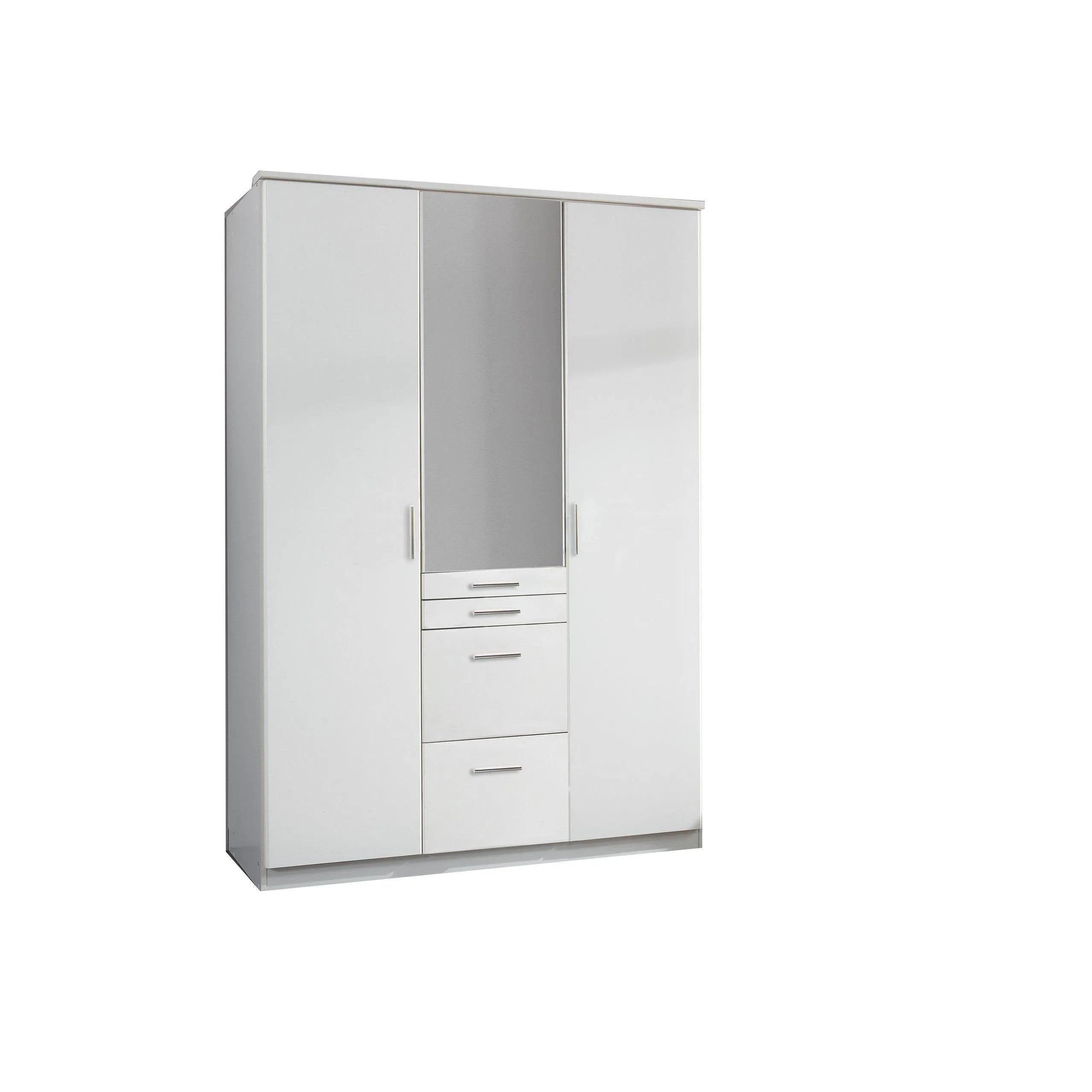 ANITA 3 Doors 4 Drawers Mirrored Wardrobe White