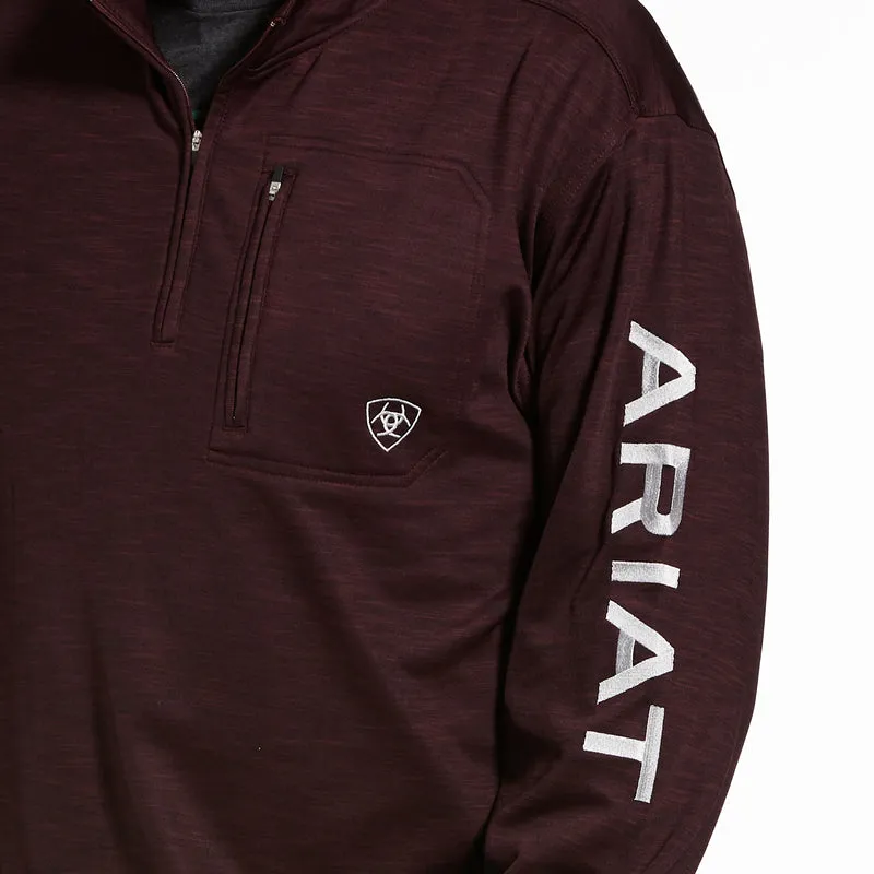 Ariat Men's Team Logo 1/4 Zip Sweatshirt, Malbec/Pearl Grey