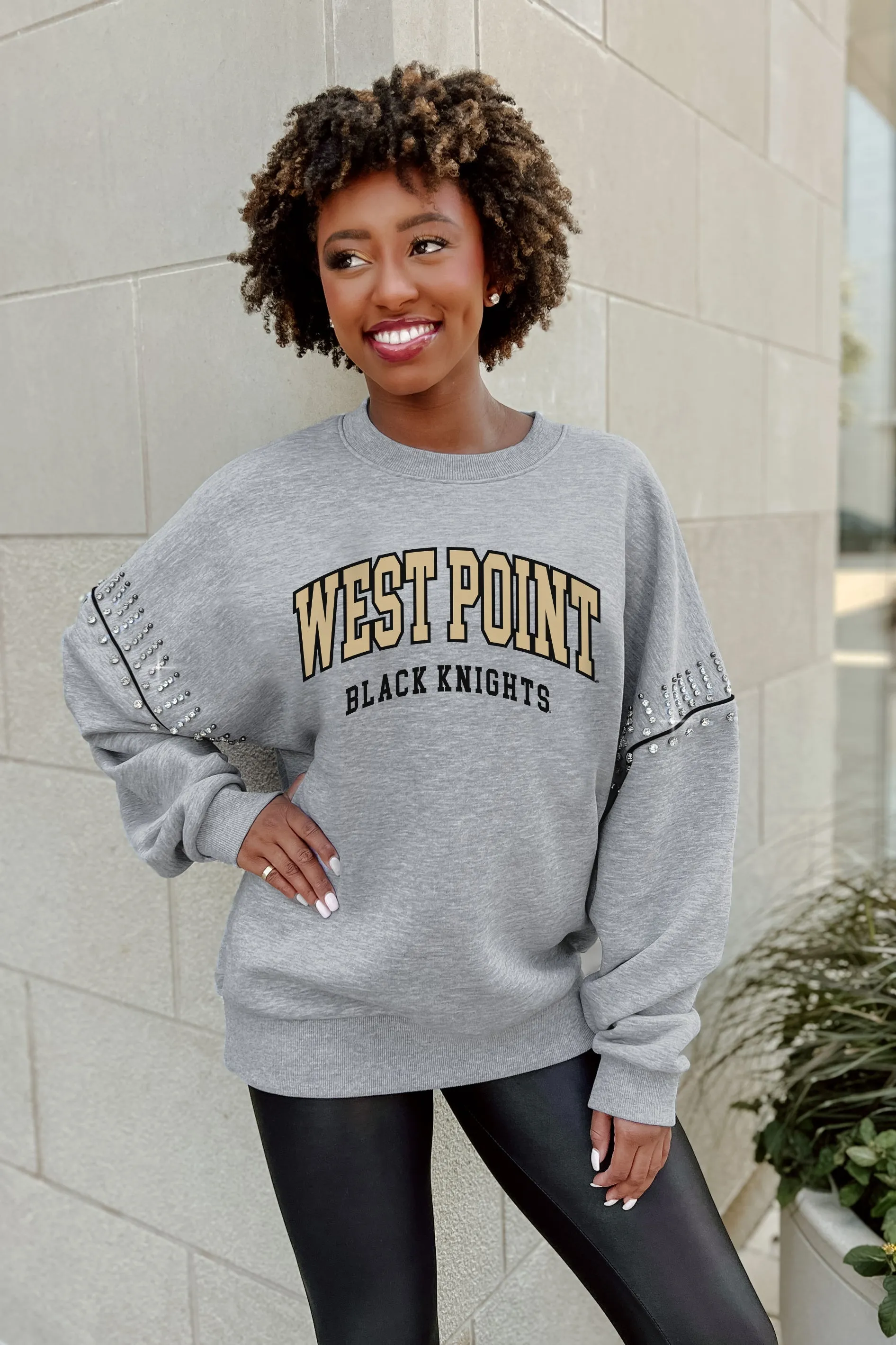 ARMY BLACK KNIGHTS COMPETITIVE EDGE JEWEL TRIM SLEEVE FLEECE PULLOVER