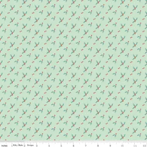 Arrival of Winter Berries Mint Yardage by Sandy Gervais | Riley Blake Designs