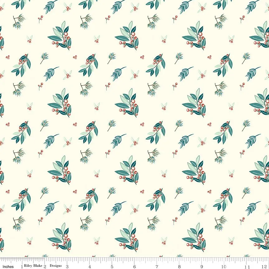 Arrival of Winter Branches Cream Yardage by Sandy Gervais | Riley Blake Designs