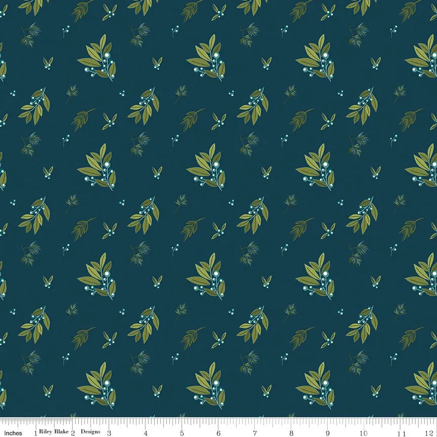Arrival of Winter Branches Navy Yardage by Sandy Gervais | Riley Blake Designs