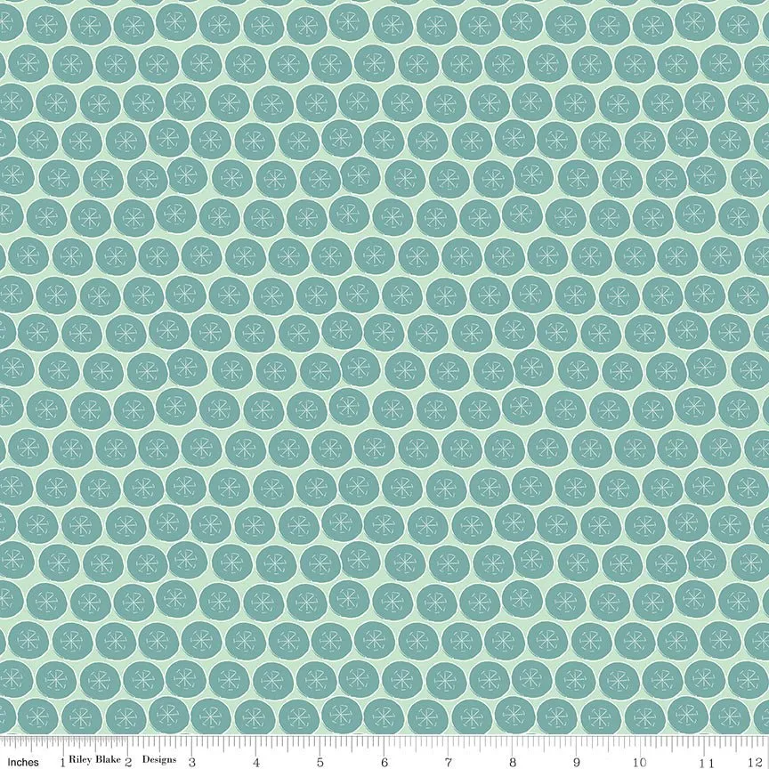 Arrival of Winter Flakes Mint Yardage by Sandy Gervais | Riley Blake Designs