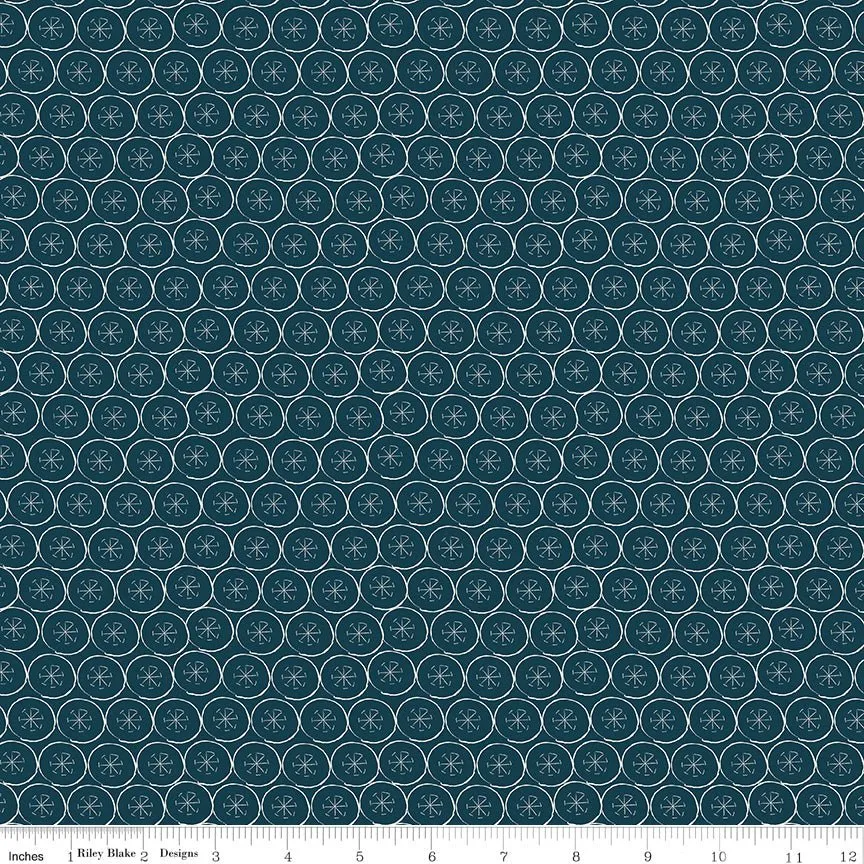 Arrival of Winter Flakes Navy Yardage by Sandy Gervais | Riley Blake Designs