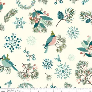 Arrival of Winter Main Cream Yardage by Sandy Gervais | Riley Blake Designs