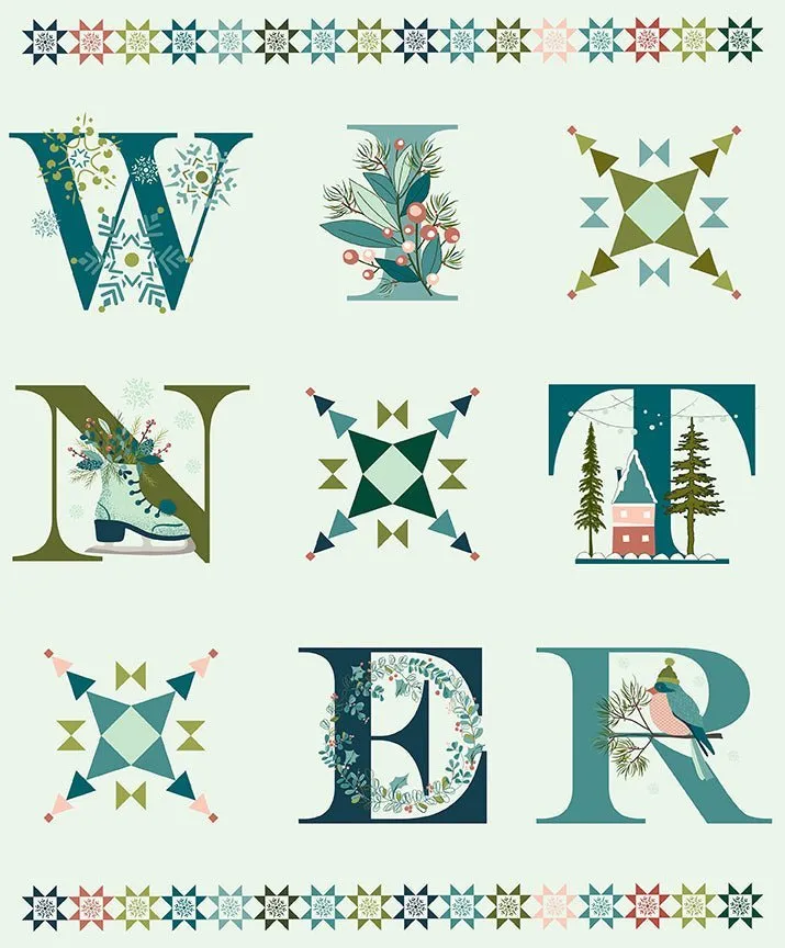 Arrival of Winter Panel Mist by Sandy Gervais for Riley Blake Designs
