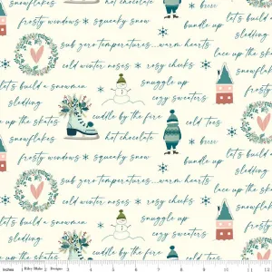 Arrival of Winter Text Cream Yardage by Sandy Gervais | Riley Blake Designs