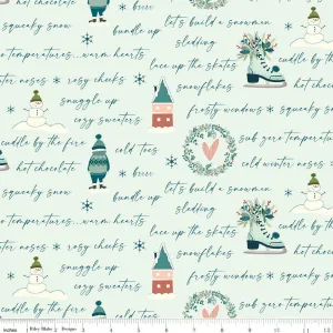 Arrival of Winter Text Mist Yardage by Sandy Gervais | Riley Blake Designs