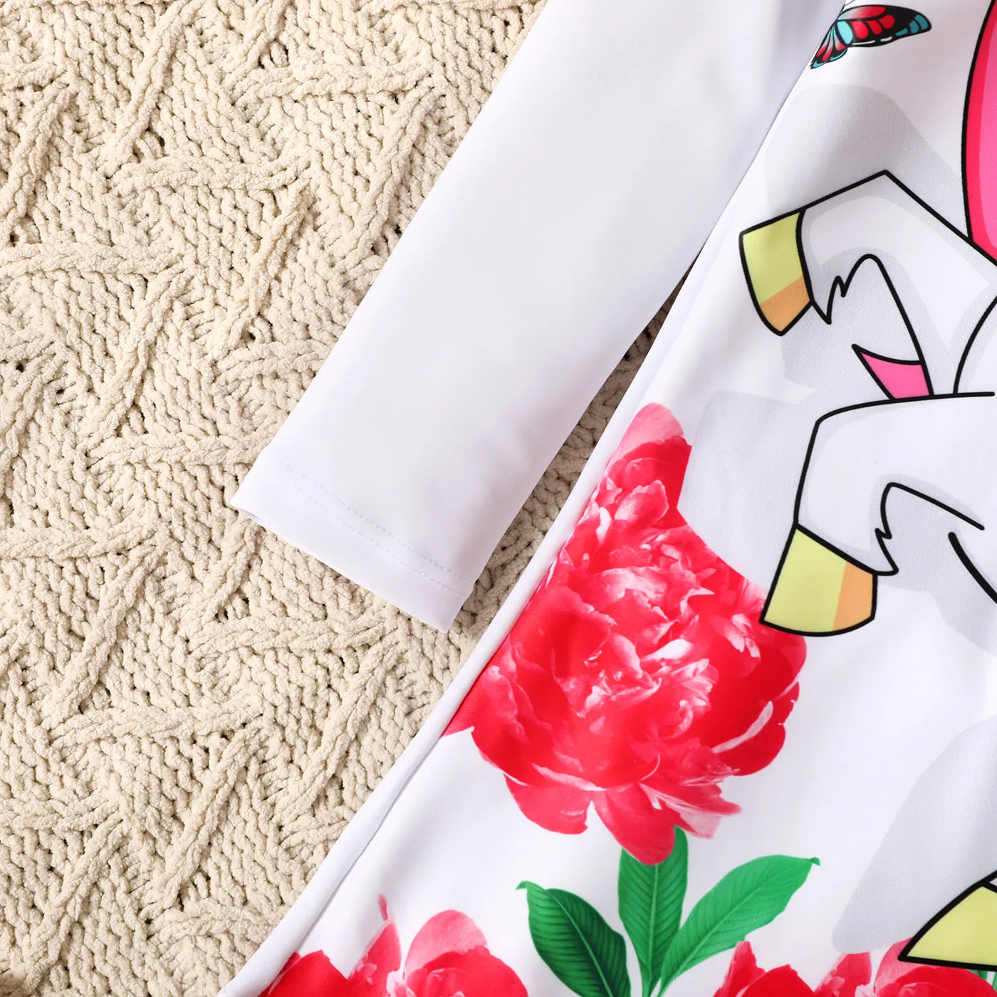 Baby/Toddler Girl Unicorn Butterfly Floral Print Long-sleeve Dress