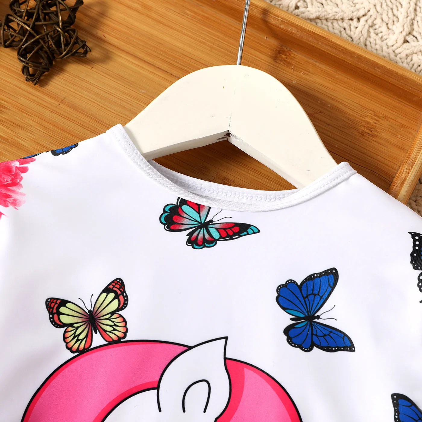 Baby/Toddler Girl Unicorn Butterfly Floral Print Long-sleeve Dress