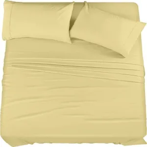 Bedding Sheets Set, 4 Piece Bedding, Brushed Microfiber, Shrinkage and Fade Resistant, Easy Care