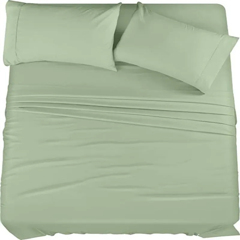 Bedding Sheets Set, 4 Piece Bedding, Brushed Microfiber, Shrinkage and Fade Resistant, Easy Care