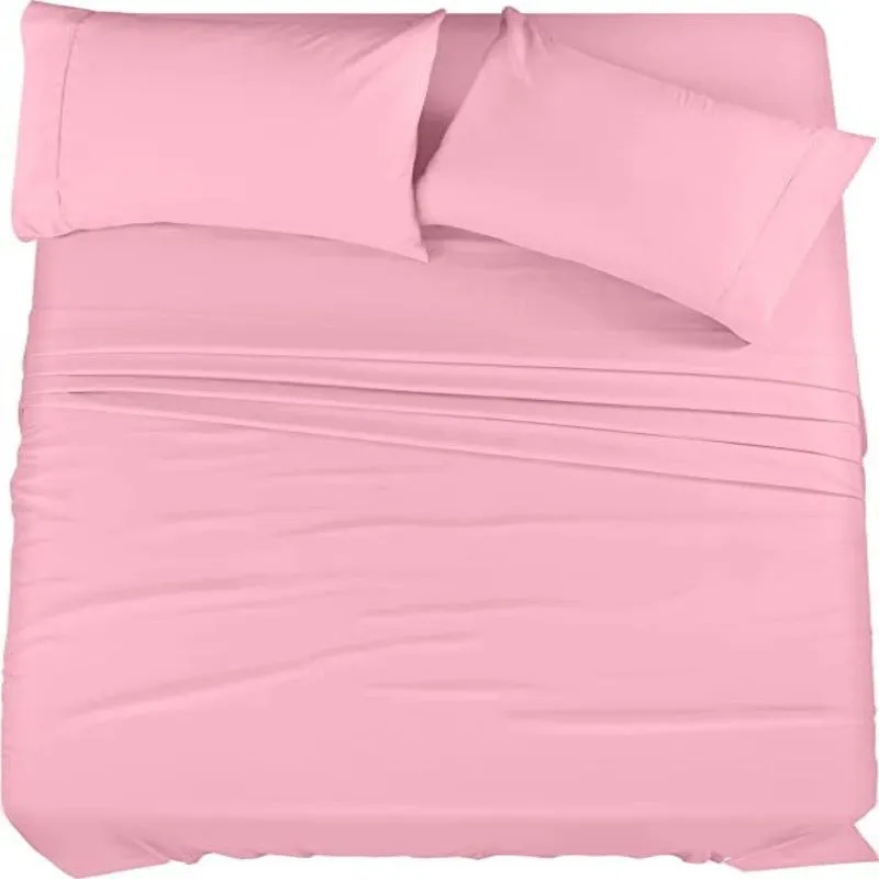 Bedding Sheets Set, 4 Piece Bedding, Brushed Microfiber, Shrinkage and Fade Resistant, Easy Care