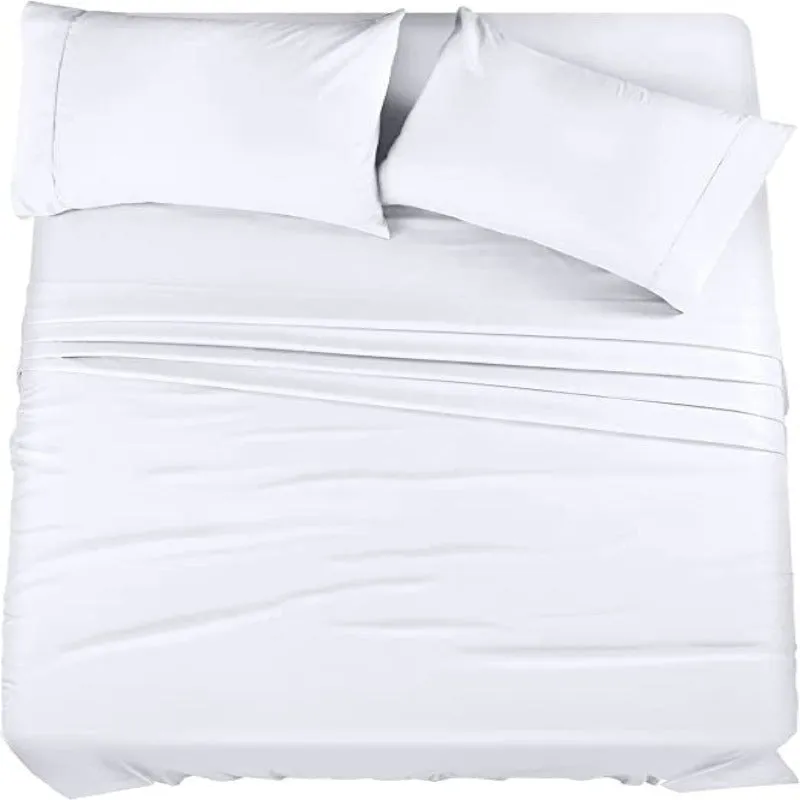 Bedding Sheets Set, 4 Piece Bedding, Brushed Microfiber, Shrinkage and Fade Resistant, Easy Care