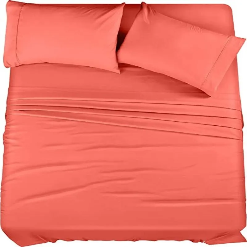 Bedding Sheets Set, 4 Piece Bedding, Brushed Microfiber, Shrinkage and Fade Resistant, Easy Care