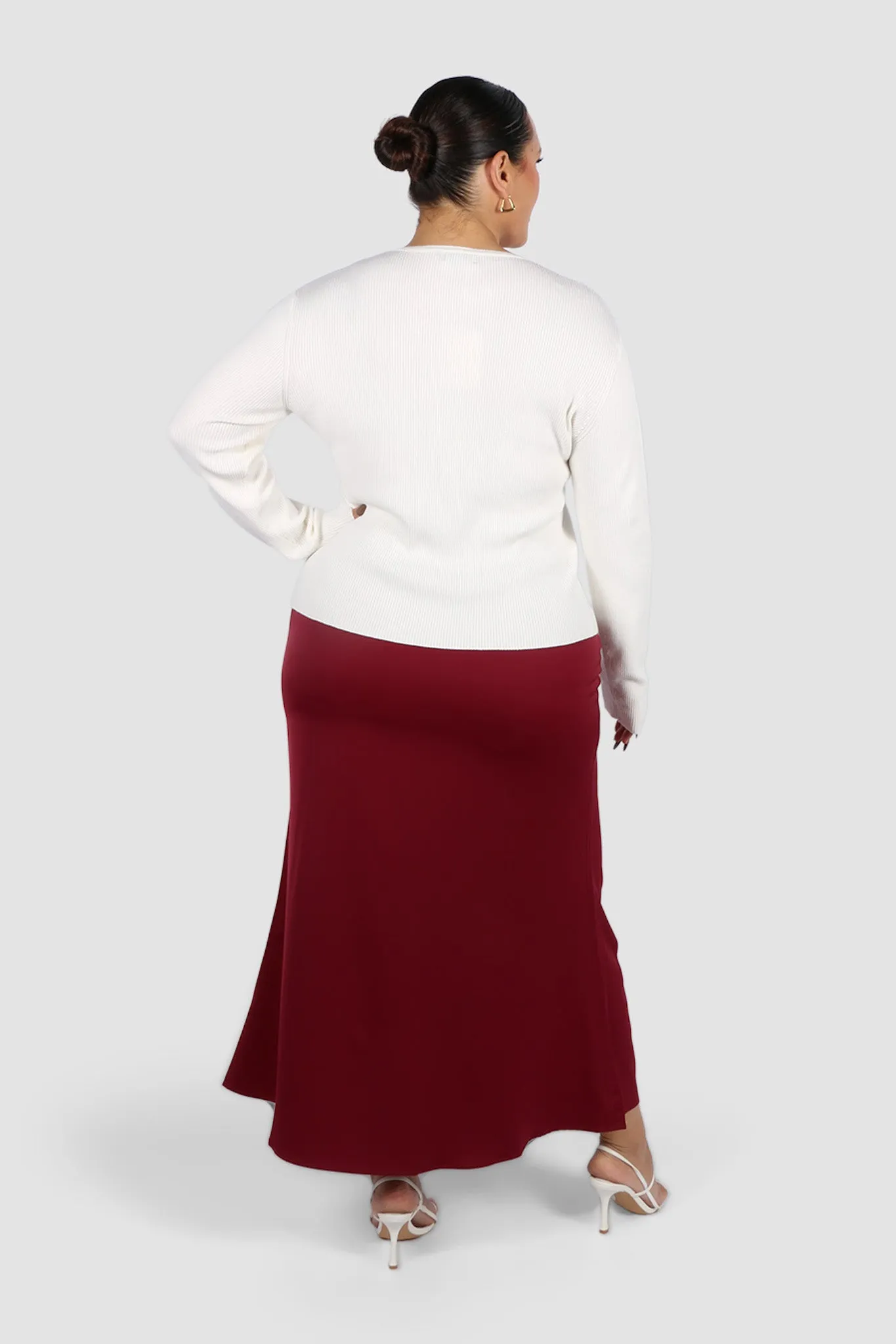 BIANCA SLIP MIDI SKIRT MERLOT