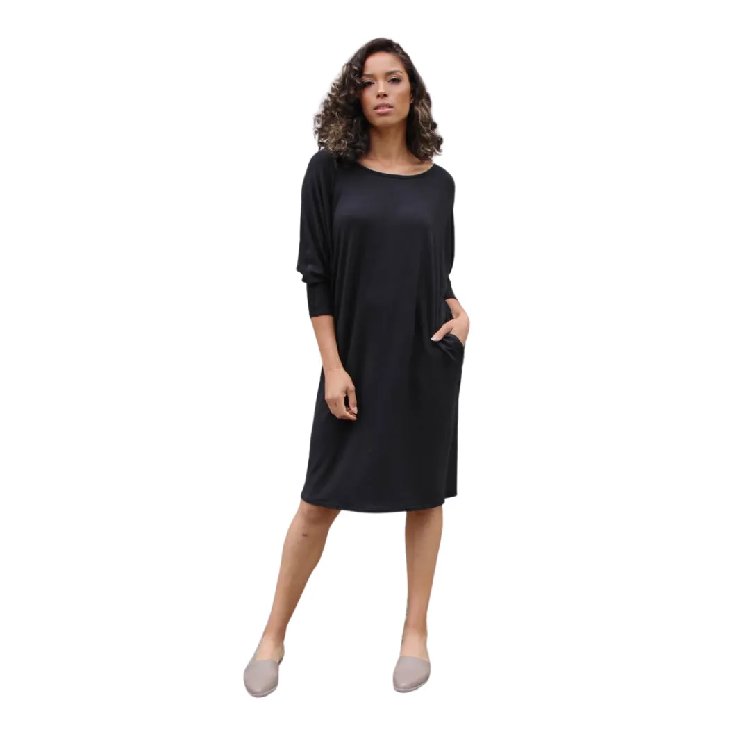 Black Knit Short Sleeve Dress
