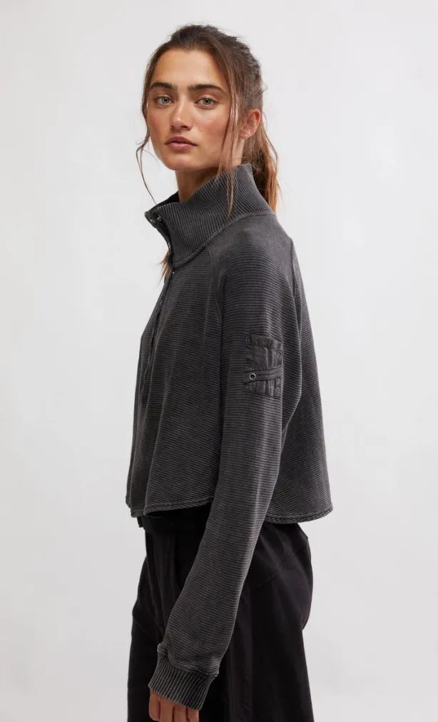 Black So Fly Henley Layer Top