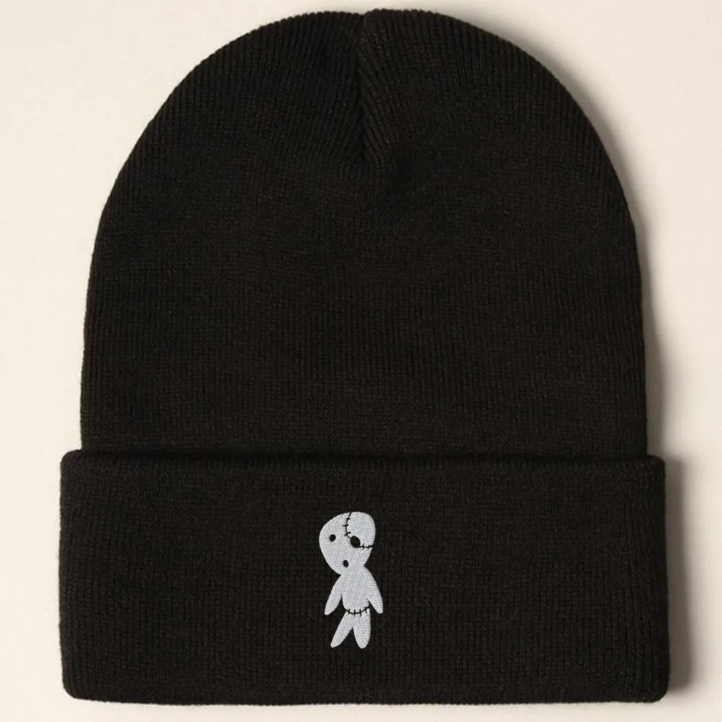 Black Zombie Embroidered Cuff Beanie