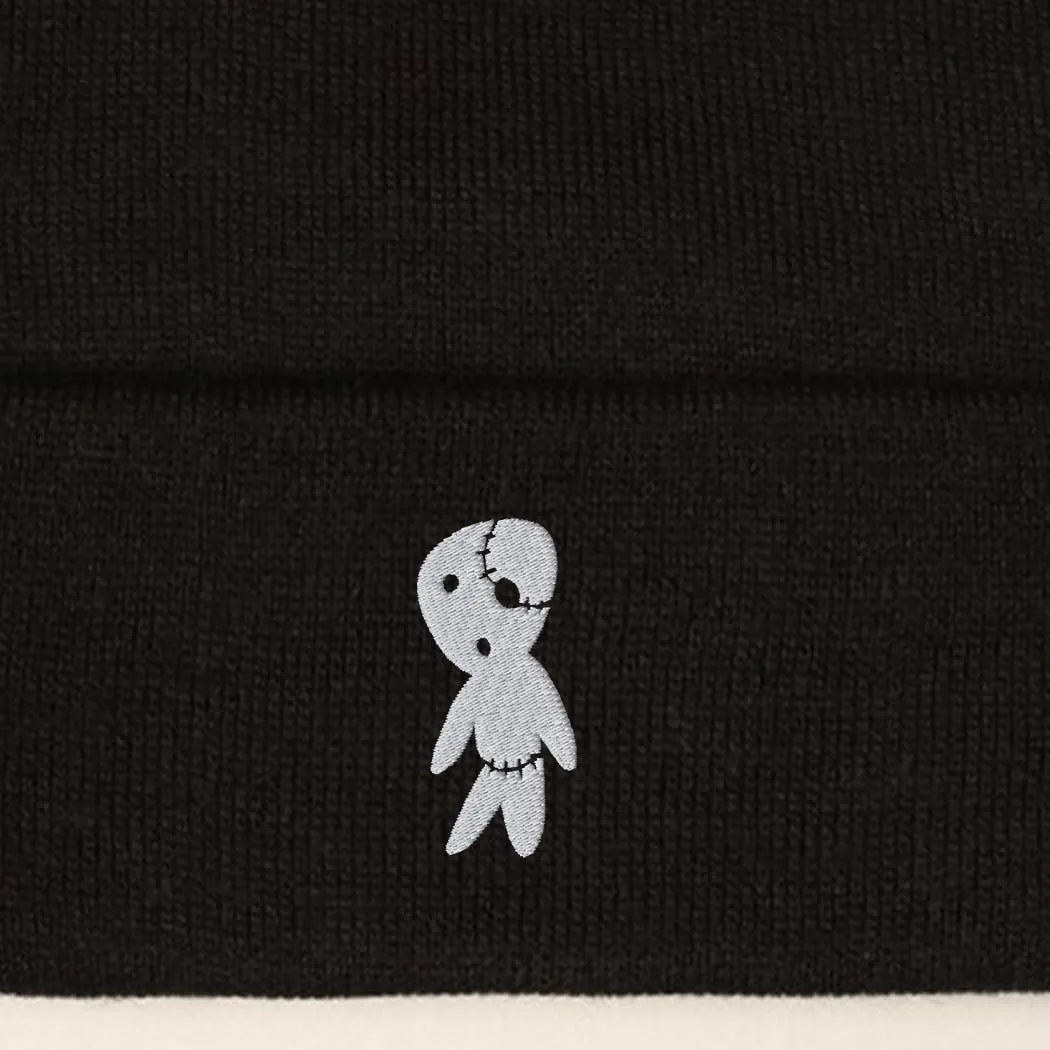 Black Zombie Embroidered Cuff Beanie