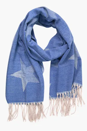 Blue Ombre Star Print Heavyweight Scarf