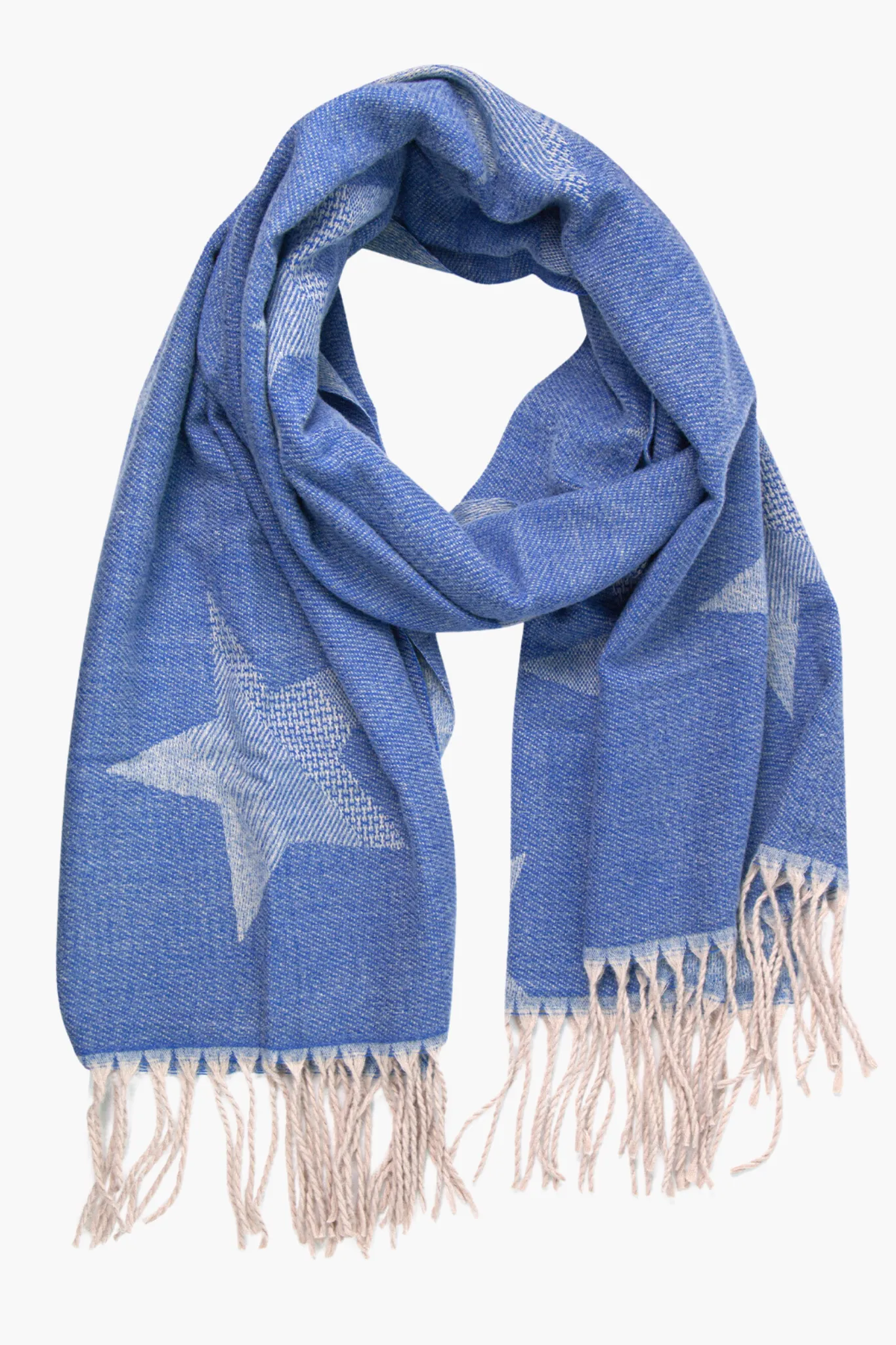 Blue Ombre Star Print Heavyweight Scarf